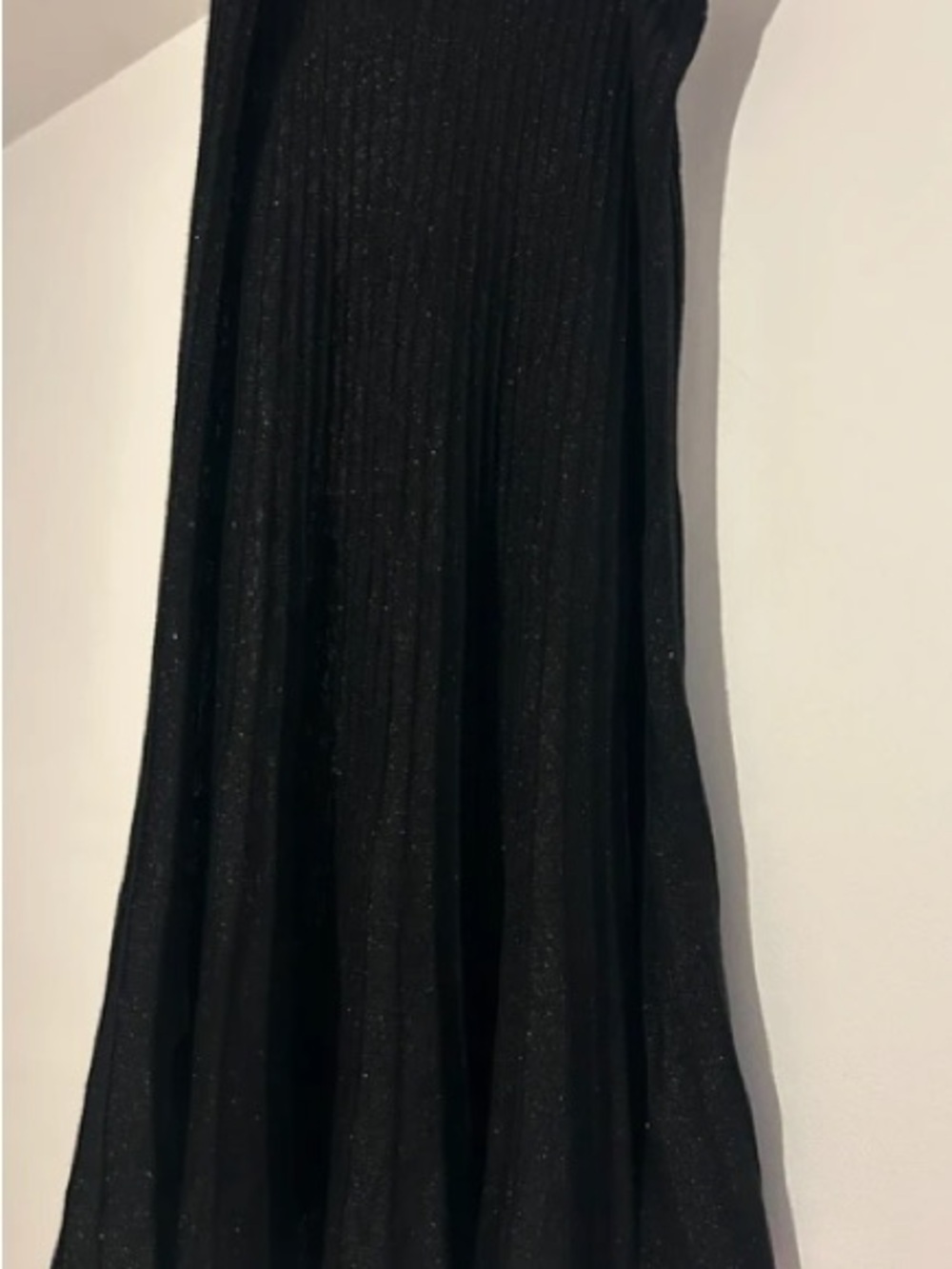 Laura Ashley Black Metallic Knit Pleated Skirt US 8